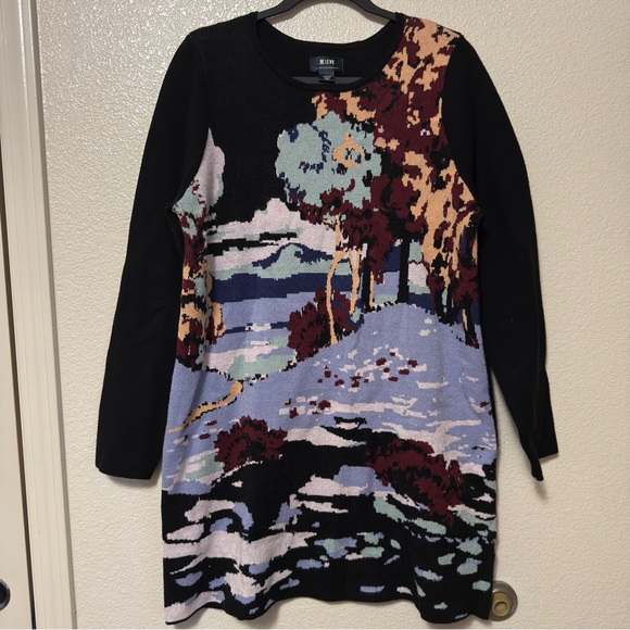 Anthropologie Maeve Multicolor Scenic Long Sleeve Mini Dress Sz L - Picture 2 of 10